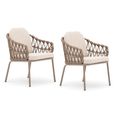 Sicily Garden Rope Dining Chairs - Set of 2 - Cafe Latte