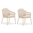 Sicily Garden Rope Dining Chairs - Set of 2 - Latte