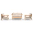 Sicily Garden Sofa Set - 2 Seater - with Coffee Table - Latte