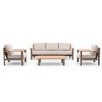 Sicily Garden Sofa Set - 3 Seater - with Coffee Table - Cafe Latte