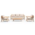 Sicily Garden Sofa Set - 3 Seater - with Coffee Table - Latte