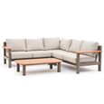 Sicily Small Corner Garden Sofa Set - with Coffee Table - Cafe Latte