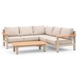 Sicily Small Corner Garden Sofa Set - with Coffee Table - Latte