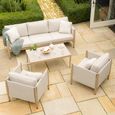 Burford Garden Sofa Set - 3 Seater - Coffee Table - Ceramic Top - Almond
