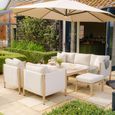 Burford Garden Dining Sofa Set - 3 Seater - Rising Table - Ceramic Top - Almond