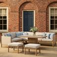 Burford Large Corner Garden Sofa Set - Rising Table - Ceramic Top - Almond