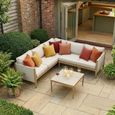 Burford Small Corner Garden Sofa Set - Coffee Table - Ceramic Top - Almond