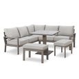 Montreal Small Corner Garden Dining Sofa Set - Rising Table - Ceramic Top - Cool Linen