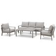 Montreal Garden Sofa Set - 3 Seater - Coffee Table - Ceramic Top - Cool Linen