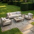 Ibiza Garden Sofa Set - 3 Seater - Coffee Table - Ceramic Top - Latte