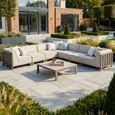 Ibiza Large Corner Garden Sofa Set - Coffee Table - Ceramic Top - Latte