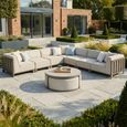 Ibiza Large Corner Garden Sofa Set - with Footstool - Coffee Table - Ceramic Top - Latte