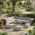Ibiza Medium Corner Garden Sofa Set - with Footstool - Coffee Table - Ceramic Top - Zinc Grey