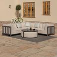 Ibiza Small Corner Garden Sofa Set - with Footstool - Coffee Table - Ceramic Top - Oatmeal