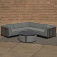 Ibiza Small Corner Garden Sofa Set - with Footstool - Coffee Table - Ceramic Top - Zinc Grey