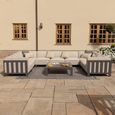 Ibiza U Shape Garden Sofa Set - Coffee Table - Ceramic Top - Oatmeal