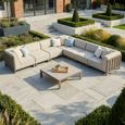 Ibiza Large Corner Garden Sofa Set - Coffee Table - Ceramic Top - Latte