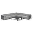 Ibiza Large Corner Garden Sofa Set - Coffee Table - Ceramic Top - Zinc Grey