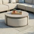 Ibiza Large Corner Garden Sofa Set - with Footstool - Coffee Table - Ceramic Top - Latte