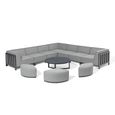 Ibiza Large Corner Garden Sofa Set - with Footstool - Coffee Table - Ceramic Top - Zinc Grey
