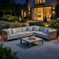 Ibiza Medium Corner Garden Sofa Set - Coffee Table - Ceramic Top - Latte