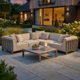 Ibiza Small Corner Garden Sofa Set - Coffee Table - Ceramic Top - Latte