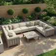 Ibiza U Shape Garden Sofa Set - Coffee Table - Ceramic Top - Latte