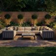 Ibiza U Shape Garden Sofa Set - Coffee Table - Ceramic Top - Latte