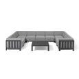 Ibiza U Shape Garden Sofa Set - Coffee Table - Ceramic Top - Zinc Grey