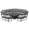 Pulse Deluxe Square Corner Garden Dining Set - Rising Table - Ceramic Top - Zinc Grey
