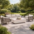 Metro Garden Sofa Set - 3 Seater - Coffee Table - Sintered Stone Top - Cafe