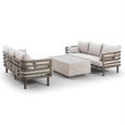 Metro Garden Sofa Set - 6 Seater - Coffee Table - Sintered Stone Top - Cafe