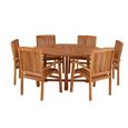 Churn Outdoor Teak Table 160cm and 6 Henley Stacking Chairs