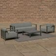 Ibiza Garden Sofa Set - 3 Seater - Coffee Table - Ceramic Top - Zinc Grey