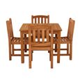 Marbrook Outdoor Teak Table 90cm x 90cm and 4 Grisdale Side Chairs