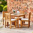 Marbrook Outdoor Teak Table 90cm x 90cm and 4 Grisdale Side Chairs