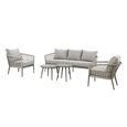 Monaco Garden Sofa Set - 3 Seater - Cool Linen