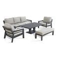 New York Garden Sofa Set - 3 Seater - Rising Table - Dove Grey