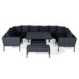 Pulse U Shape Corner Garden Dining Sofa Set - Rising Table - with Bench - Charcoal