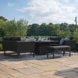 Pulse U Shape Corner Garden Dining Sofa Set - Rising Table - with Bench - Charcoal
