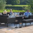 Pulse U Shape Corner Garden Dining Sofa Set - Rising Table - with Bench - Charcoal