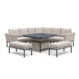 Pulse Deluxe Corner Garden Dining Set - Square - Rising Table - Oatmeal