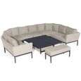 Pulse U Shape Corner Garden Dining Sofa Set - Rising Table - with Bench - Oatmeal