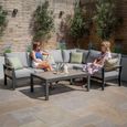 Vancouver Large Corner Garden Sofa Set - with Table - Dove Grey