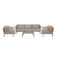 Porthallow Outdoor 3 Seater Sofa Set Natural Acacia Wood