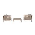 Porthallow Outdoor Armchair and Table Set Natural Acacia Wood