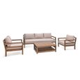 Sandridge Outdoor 3 Seater Sofa Set Natural Acacia Wood