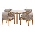 Terracina Round Garden Dining Set - 4 Seater - Beige Rope