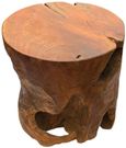 Teak Solid Block Lamp Table - Round