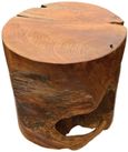 Teak Solid Block Lamp Table - Round